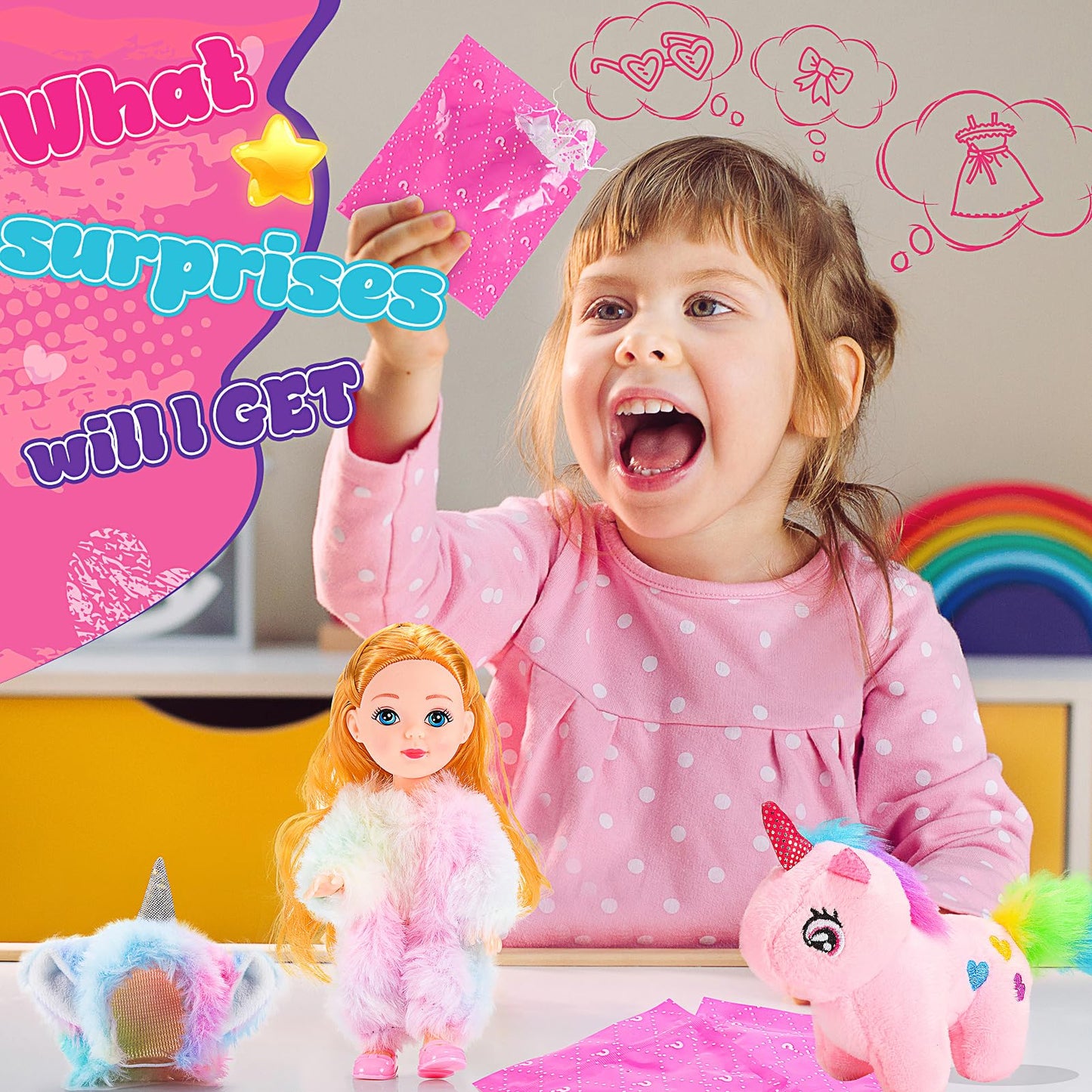 Wethcorp 9 Pcs Doll Toys For 2 3 4 5 Year Old Girl, Toddler Dress Up Unicorn Dolls For Little Girl Gifts Princess Doll Toys & Ac
