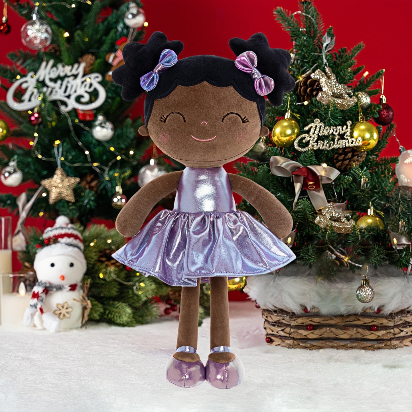 Gloveleya Baby Girl Gifts Baby Dolls Soft Doll Curvy Illusion Girl Black Purple 12Inches