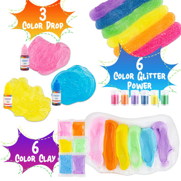 Crystal Clear Slime Kit For Kids, Diy Slime Making Kit With 36 Sets Add-Ins, Rainbow Slime Bucket For Girls & Boys Ages 8-12, Sl