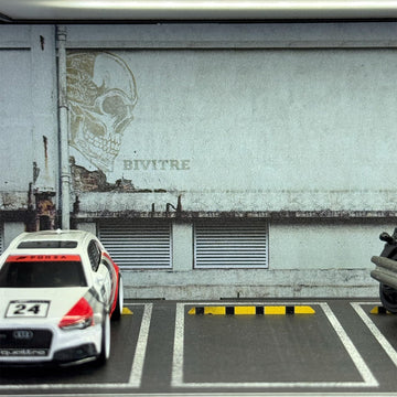 Hot Cars Wheels Display Case - 1/64 Scale Die-cast Model Car Display Case with LED Light and Acrylic Cover Hot Diecast Wheels Parking Garage Dioramas with 9 Parking Spaces (Motor)