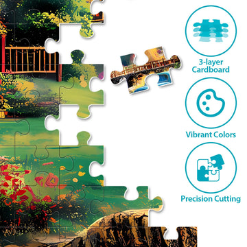 500 Piece Puzzles for mature-themeds Beautiful Country Cottage Jigsaw Puzzle for mature-themeds Kids Seniors Recycled Cardboard Dogs Cat Puzzle 500 Piece Family Activity Great Gift for Family Friends 20.5 * 15 inch