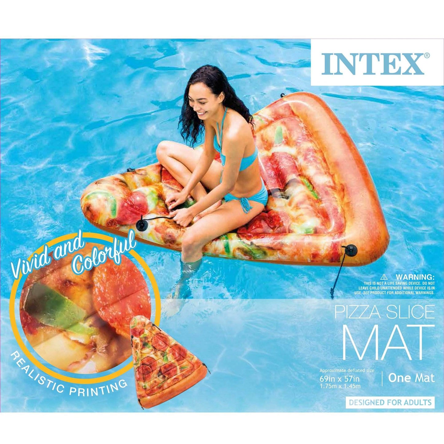 Intex Giant Inflatable Pizza Slice Float Mat For Lake Beach or Swimming Pool