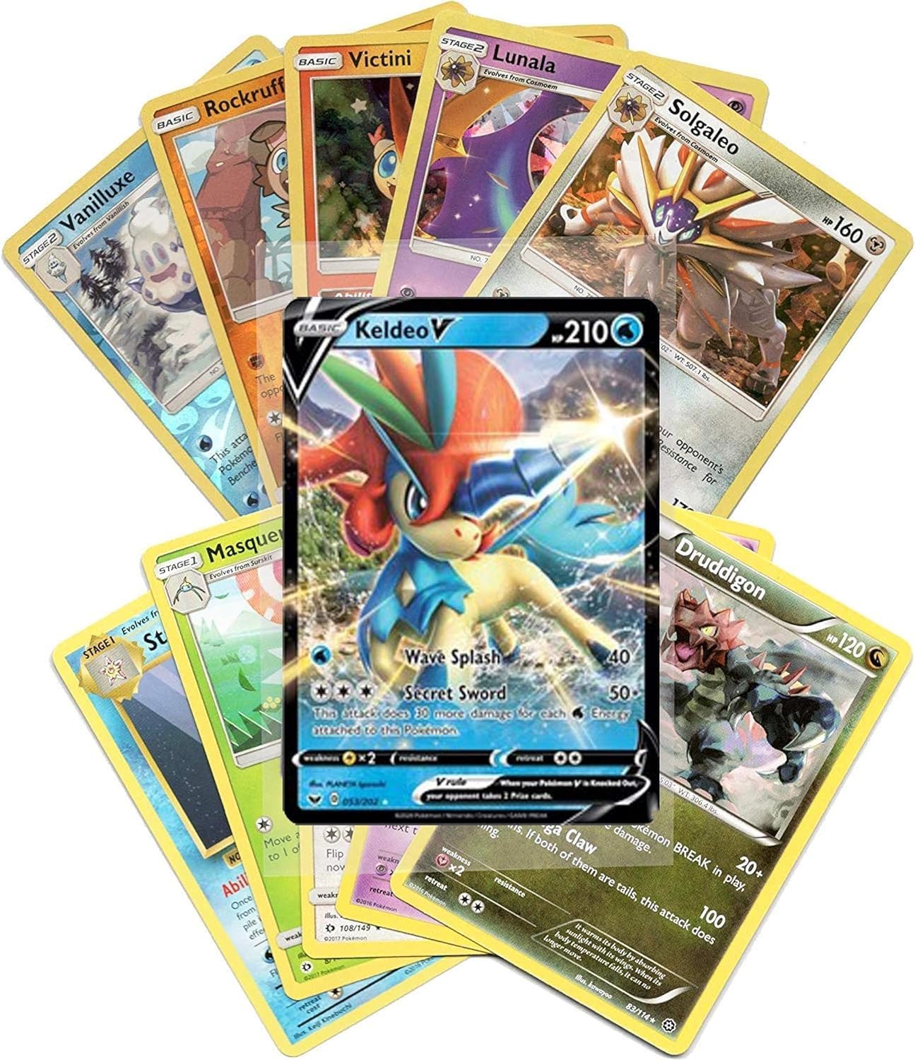 Pokemon Cards Assorted Lot - 50 Cards with Guaranteed V Cards - Perfect for Collectors and Players