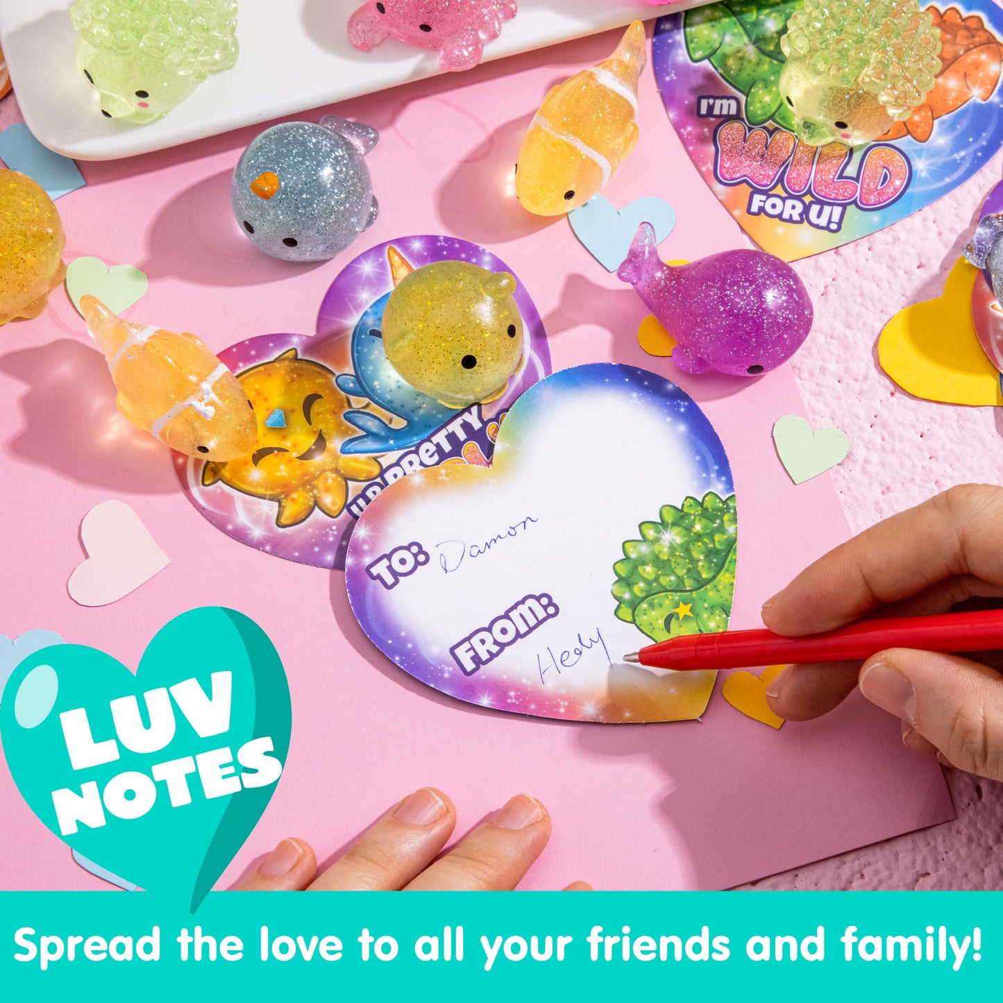 Joyin 28 Pcs Cards With Glitter Mochi Squishy Toys, Cute Sea Animals Mochi To Squeeze, Stress Relief Fidget Toys For Kids Party Favor Classroom Class Exchange Prizes