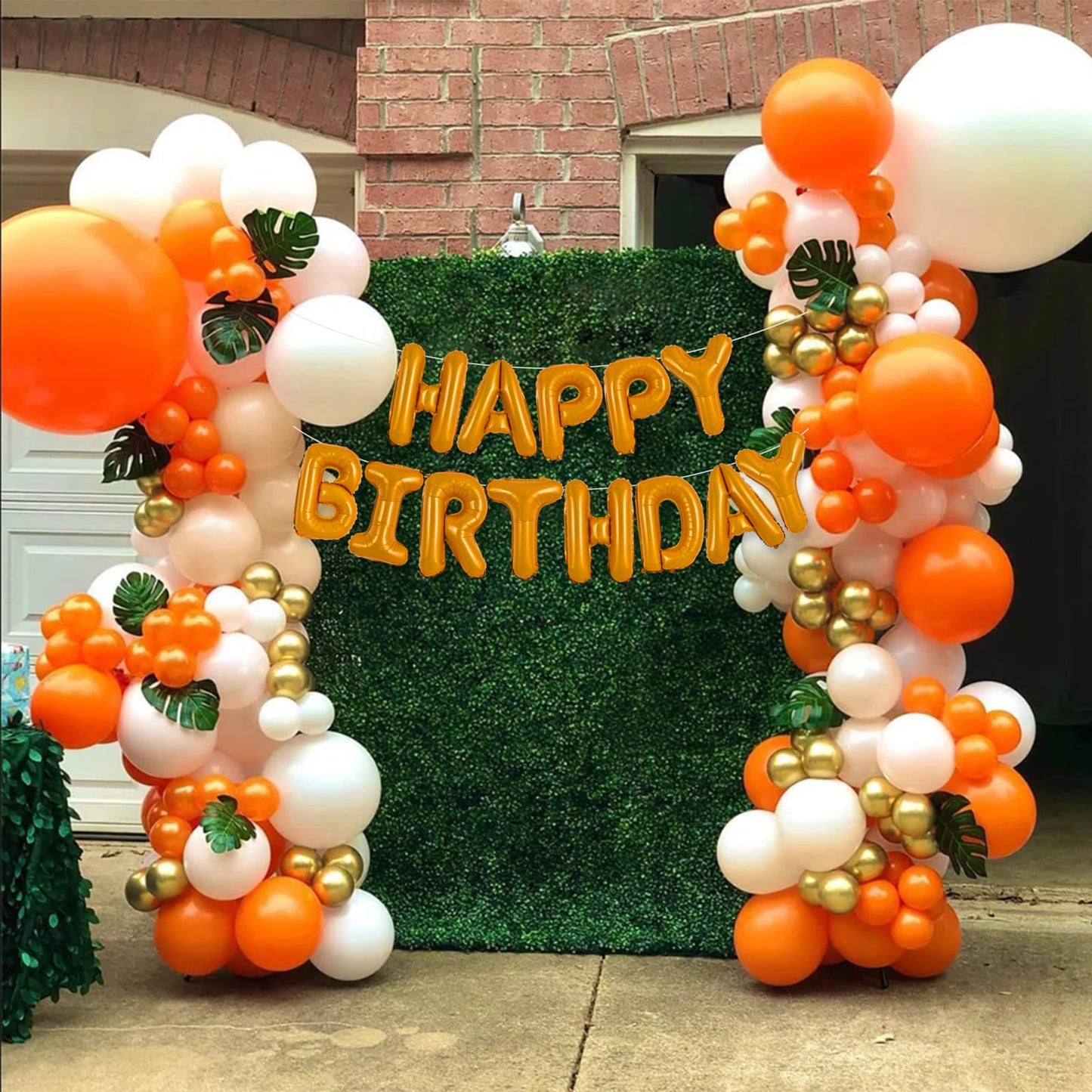 Toniful Light Orange Happy Birthday Balloons Banner 16 Inch Mylar Foil Letters Birthday Sign Banner Bunting Reusable For Girls B