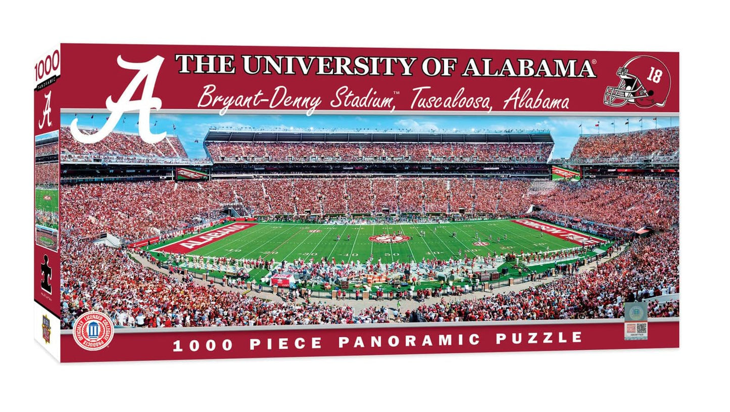 Masterpieces - 1000 Piece Jigsaw Puzzle, Ncaa Alabama Crimson Tide, Panoramic Football Stadium View, Fun For Adults And Family,