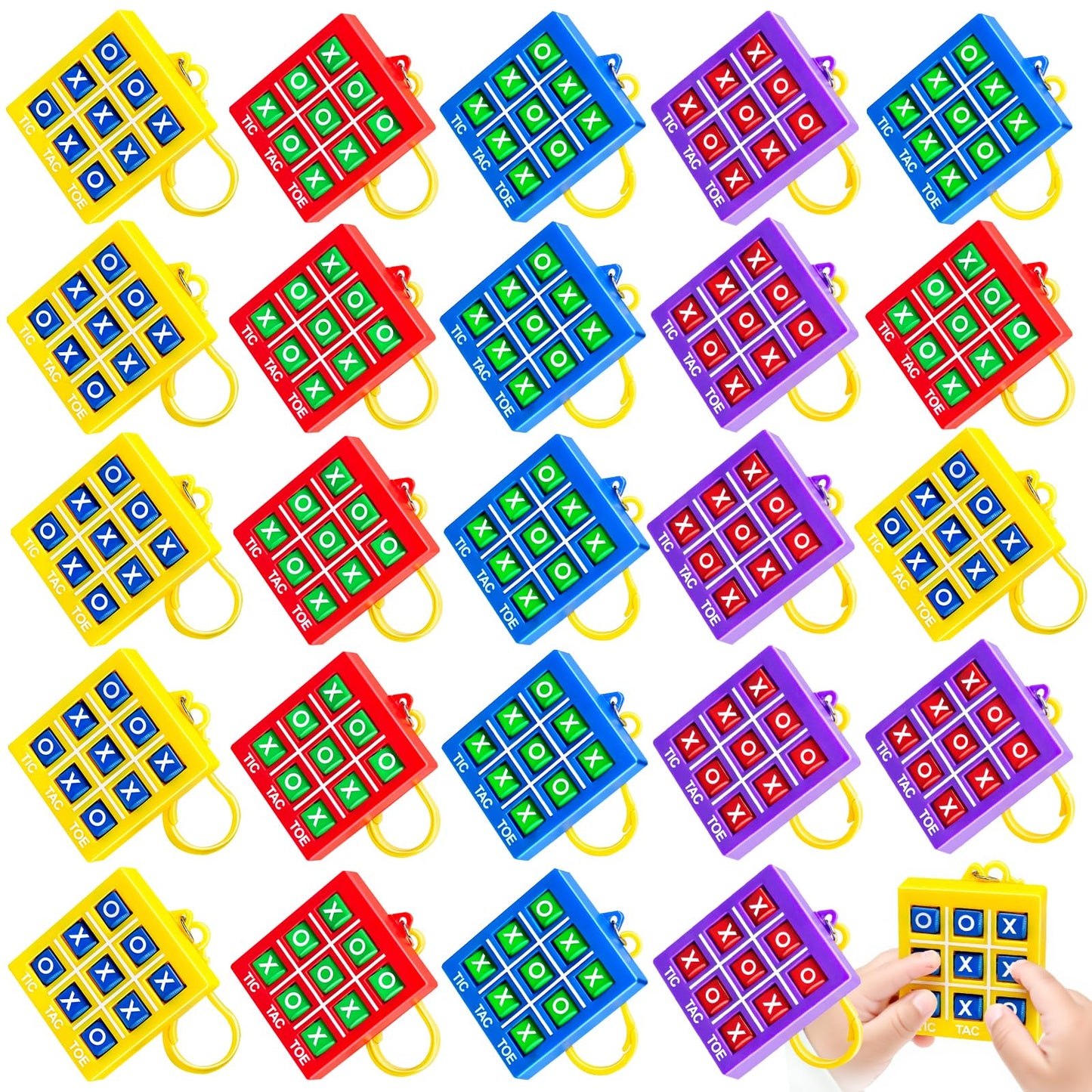 Party Favors for Kids 4-8 8-12, 24Pcs Tic Tac Toe Game Keychain Bulk Toys for Back to School Birthday Return Gifts, Classroom Tr