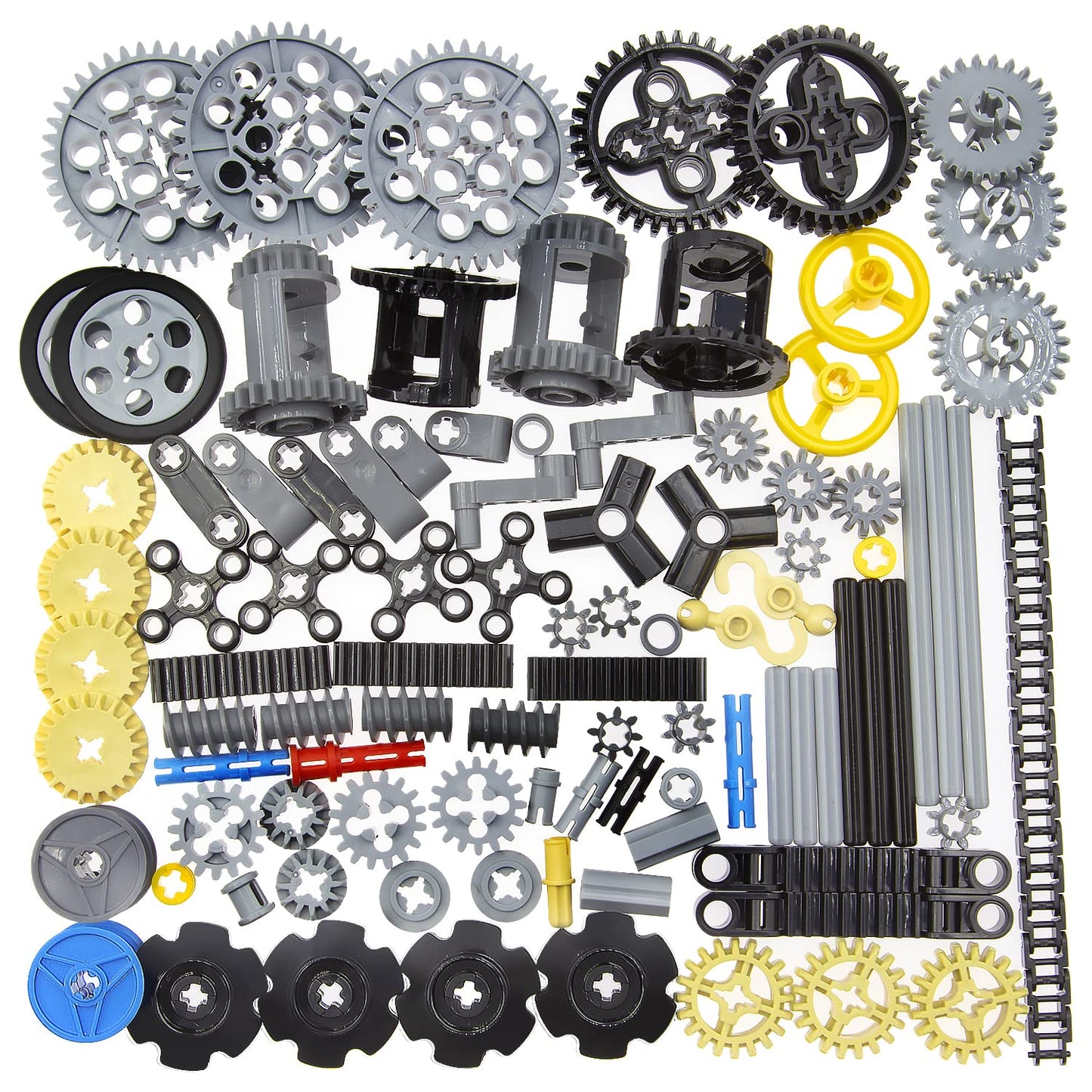 ASTEM 100+PCS Technic Gears & Axles Set - Medium Plastic, Random Color, Model AP06, Compatible with Lego Technic