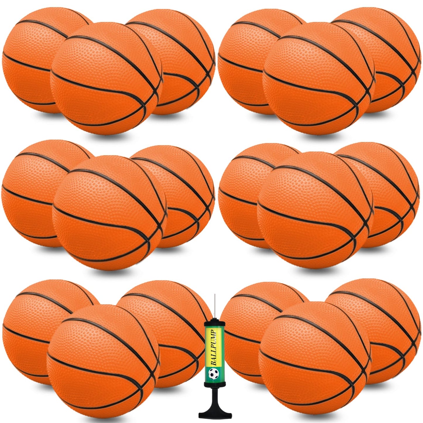 18 Pcs 5'' Mini Basketball Set With Pump, Pvc Small Basketball For Over The Door Hoop Games, Party Favors, Indoor Outdoor Play,