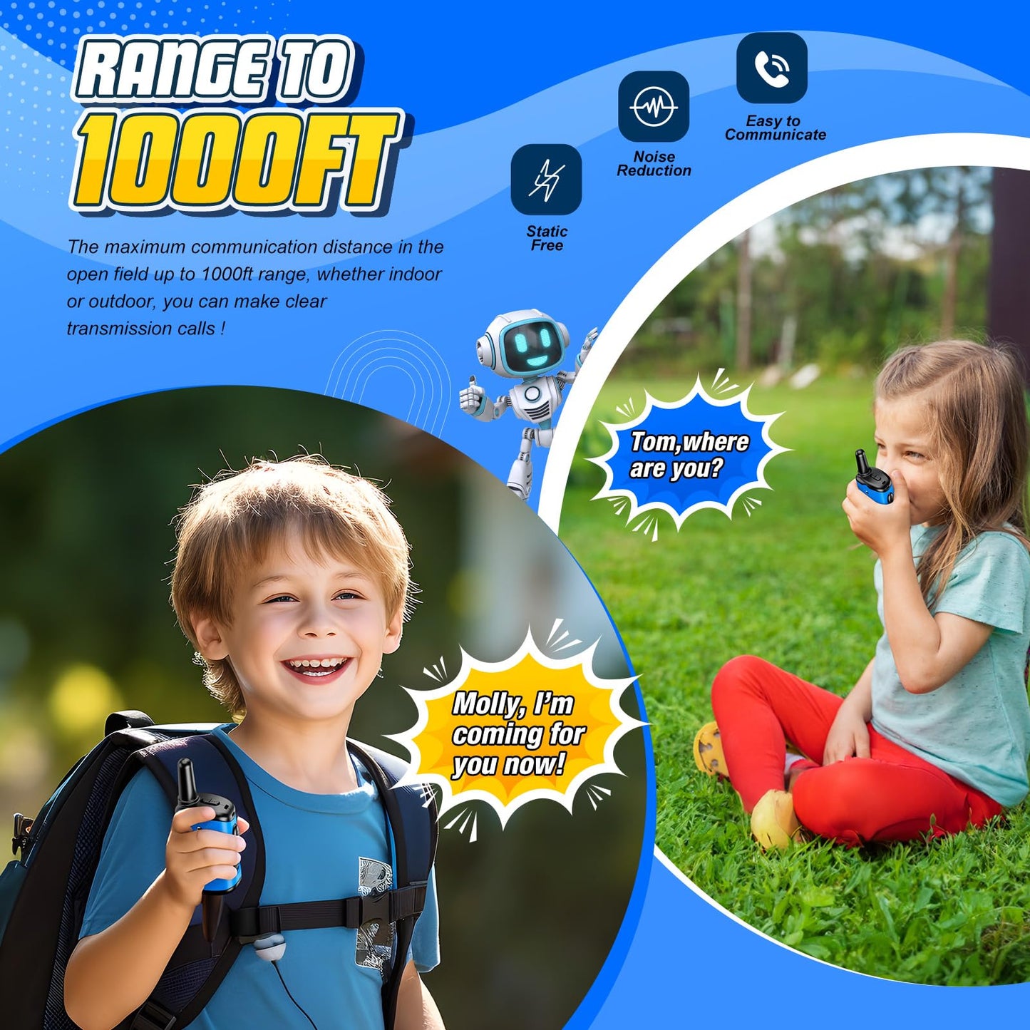 Rechargeable Kids Walkies Talkies Toys: 2 Pack Walkie Talkies For Kids Easter Birthday For 3 4 5 6 7 8 Year Old Boys Toys For 3-