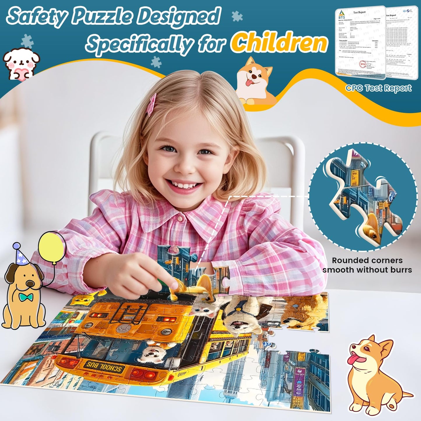Puzzles for Kids Ages 4-8 100 Piece Puzzles for Kids Dog Cat Puzzle for Kid Ages 4-6 6-8 8-10 Large Piece Jigsaw Puzzle for Children Senior mature-themed Educational Puzzle Toys Preschool Birthday Gifts