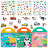 3 Pack Portable Jelly Sticker Quiet Book For Kids, Reusable Sticker Book For Toddlers, Preschool Learning Activities Learning & Education Toys, Animal Dinosaur Vehicle Travel Toys