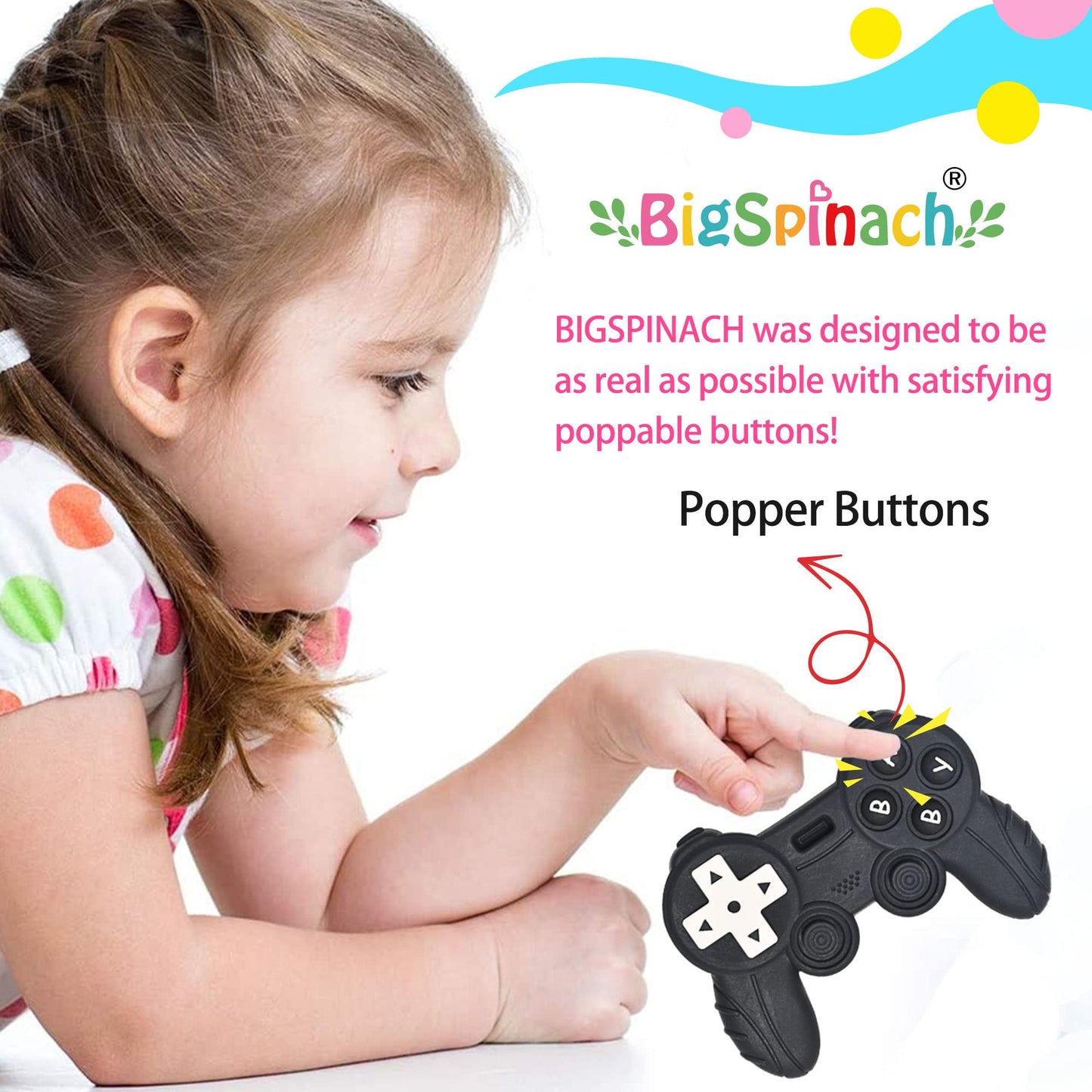 Bigspinach Baby Game Controller Teether Toy Silicone Teething Toy For Gamer Parents And Future Gamer Kids Cool Gaming Stuff 4Pc
