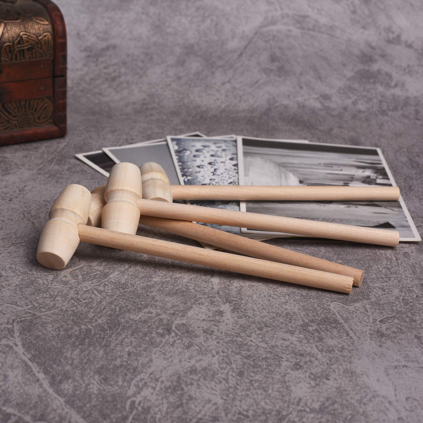 24 Pieces Mini Wooden Hammers Natural Wood Mallets Gavel Toy For Kids