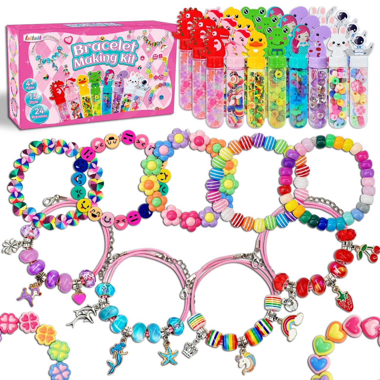 leitait 24 Pack Bracelet Wands,Charm Bracelet Jewelry Making Kit,Arts Crafts for Kids,Unicorn Party Favors Supplies,Goodie Bags