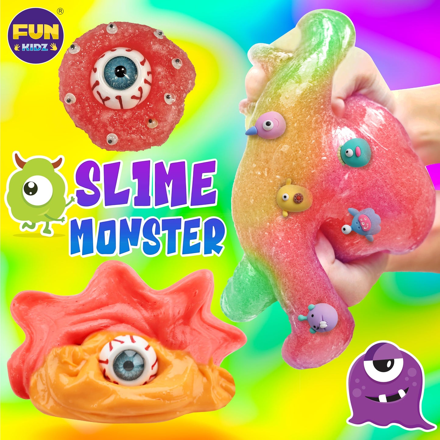 Cute Toy Monster Slime Kit For Girls Ages 6-12, Funkidz Glow In Dark Slime Making Kit For Kids Make Soft Slime Balls With Photochromic Powder Kid Ideal Party Gifts