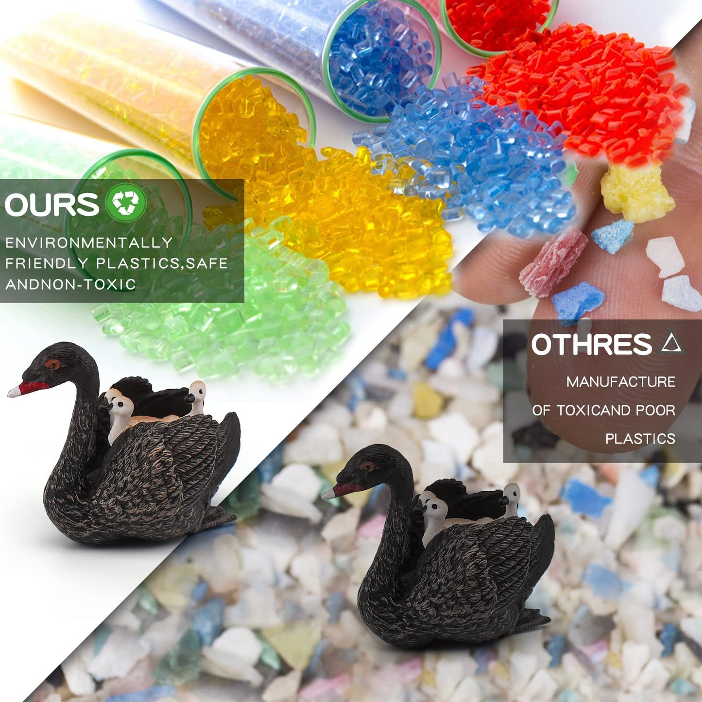 LC JoyCre Black Swan Figurine 3 Inch Big Black Goose Toy Swan Toy Animal Figure for Toddlers Preschool Animals Figures Eduaction