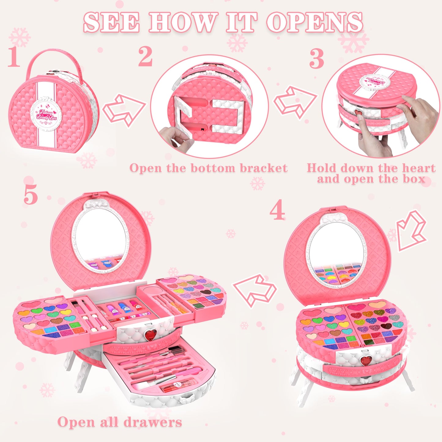 Kids Makeup Kit for Girl, 66 Pcs Washable Makeup Set for Little Girls, Real Cosmetic Set Pretend Play Makeup Toy Beauty Set Chri