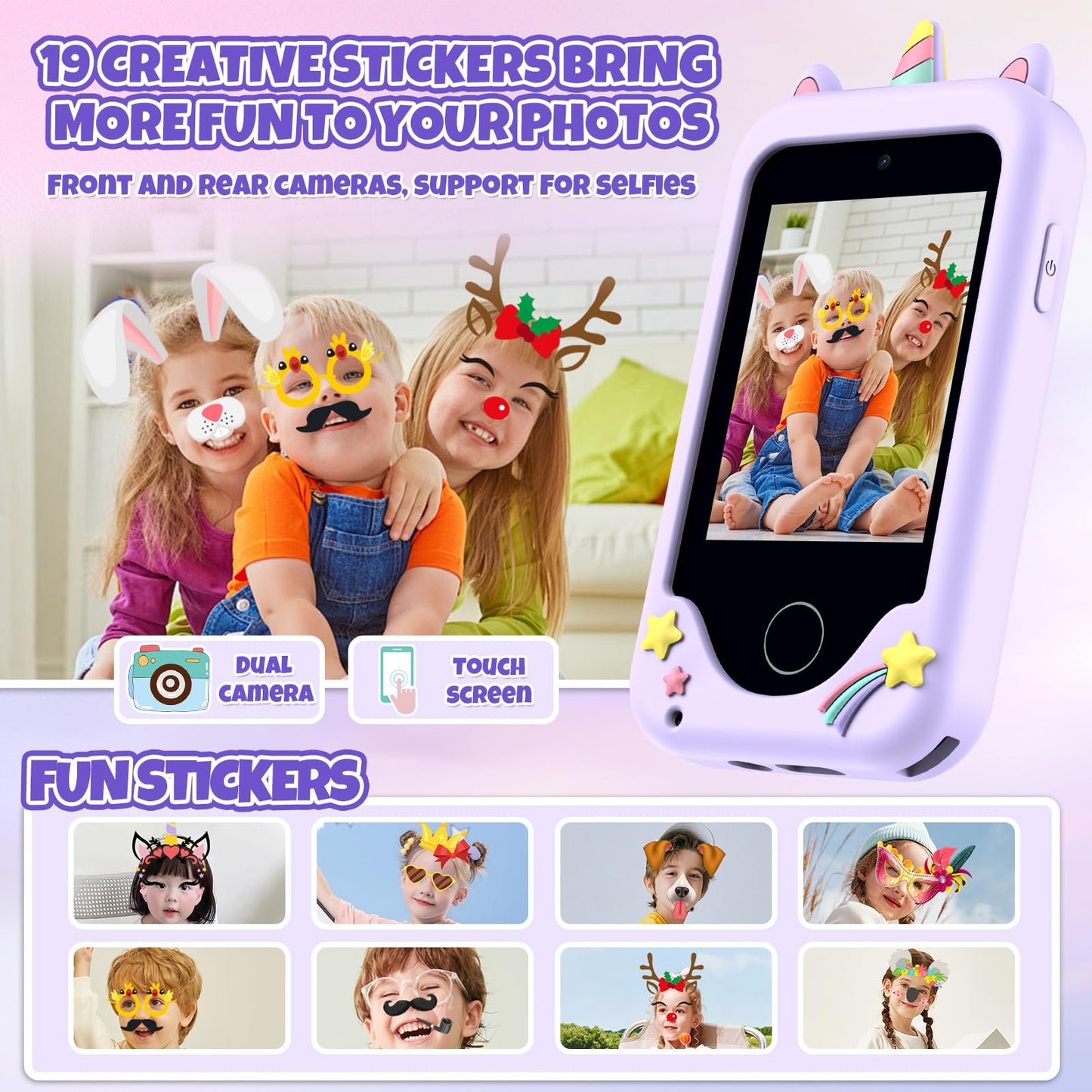 Kids Smart Phone For Girls, Christmas Birthday Gifts For Girls Age 3-10 Kids Toys Cell Phone, 2.8'' Touchscreen Toddler Learning