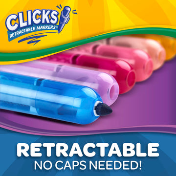 Crayola Clicks Retractable Markers (10Ct), No Dry Washable Markers For Kids, Bold Colors, Click Markers For School, Easter Basket Stuffers & Gifts For Kids