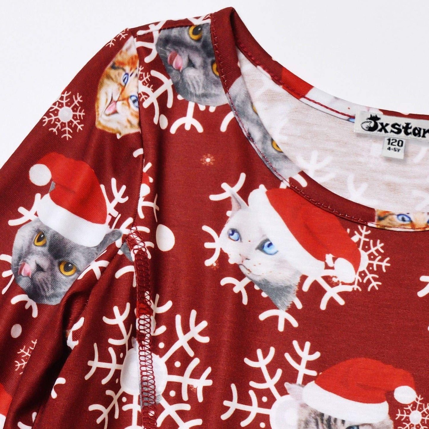 Santa Cat Dresses For Girls Christmas Winter Clothes Costume 10 11 Burgundy