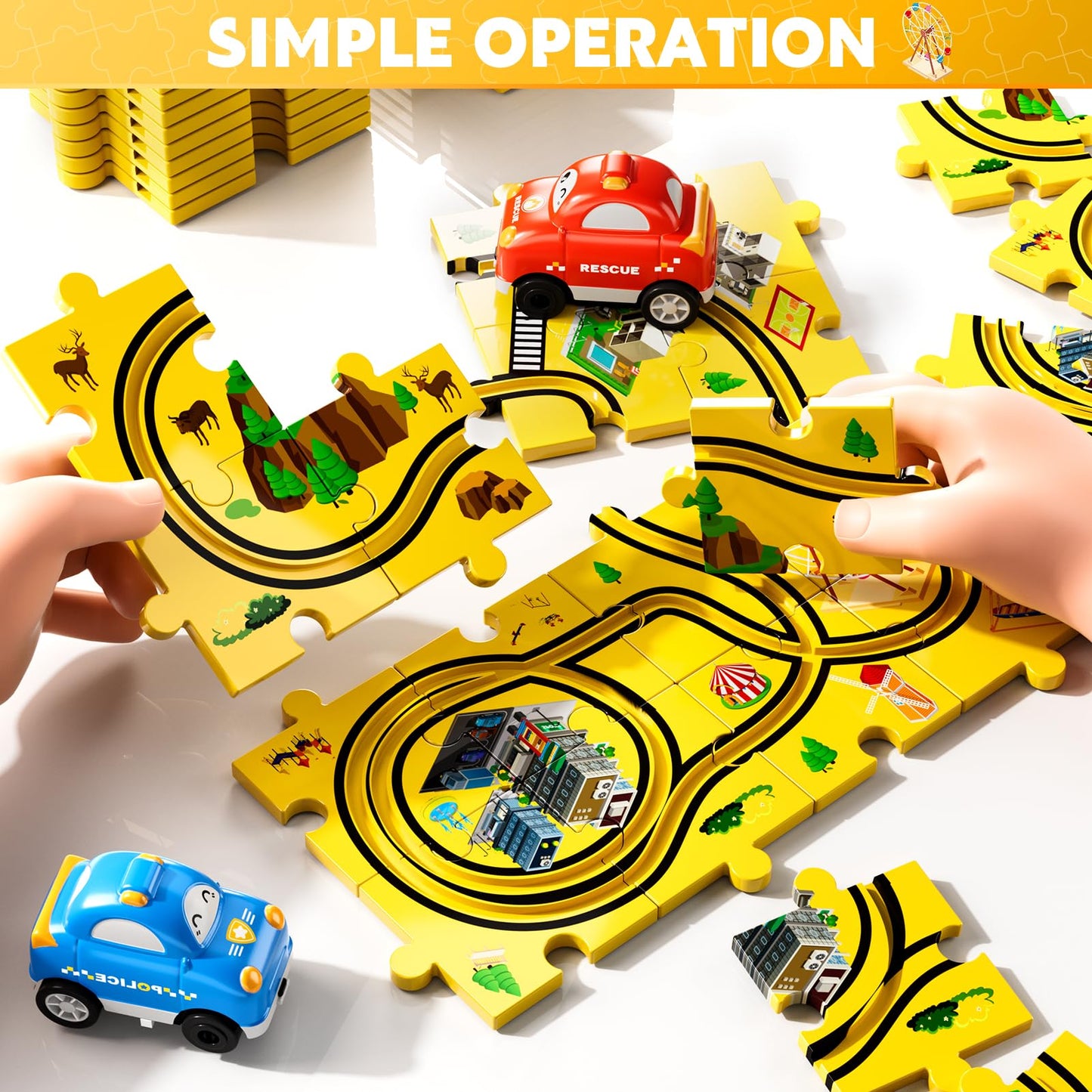 Beby Buty 48 Pcs Puzzle Racer Car Track Set Toys For Kids Boys, Christmas Toys Gifts For 3 4 5 Year Old Boys, Puzzle Racer Kids