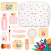 Umu Stylish Wooden Beauty Set Little Woman For Girls - Makeup Playset 17 Piece Kit With Makeup, Brush, Mirror And Cosmetics Case