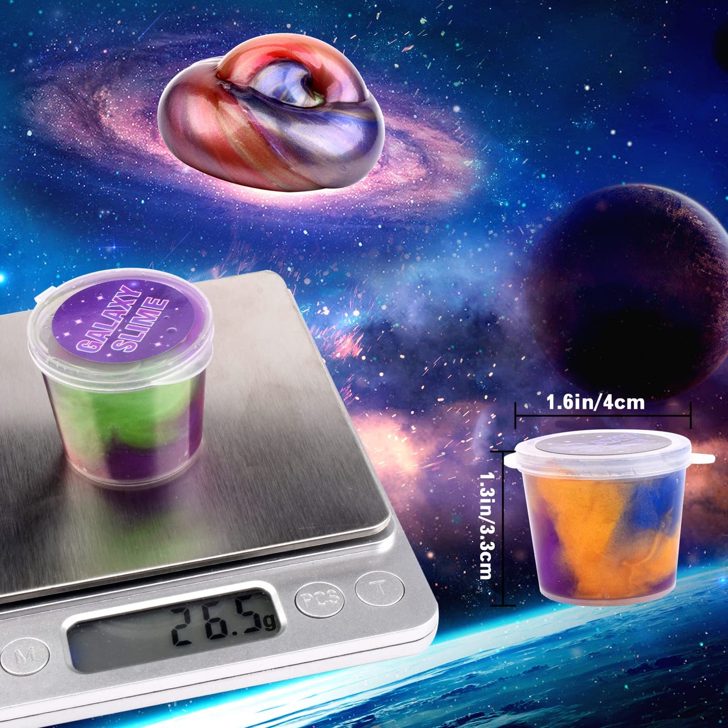 Galaxy Slime Kit with 60 Pack Slime Party Favors for Kids Non Sticky Wet Soft Sludge Toy Mini Slime Bulk for Boys Girl Stress Relief Goodie Bags Christmas Stuffers