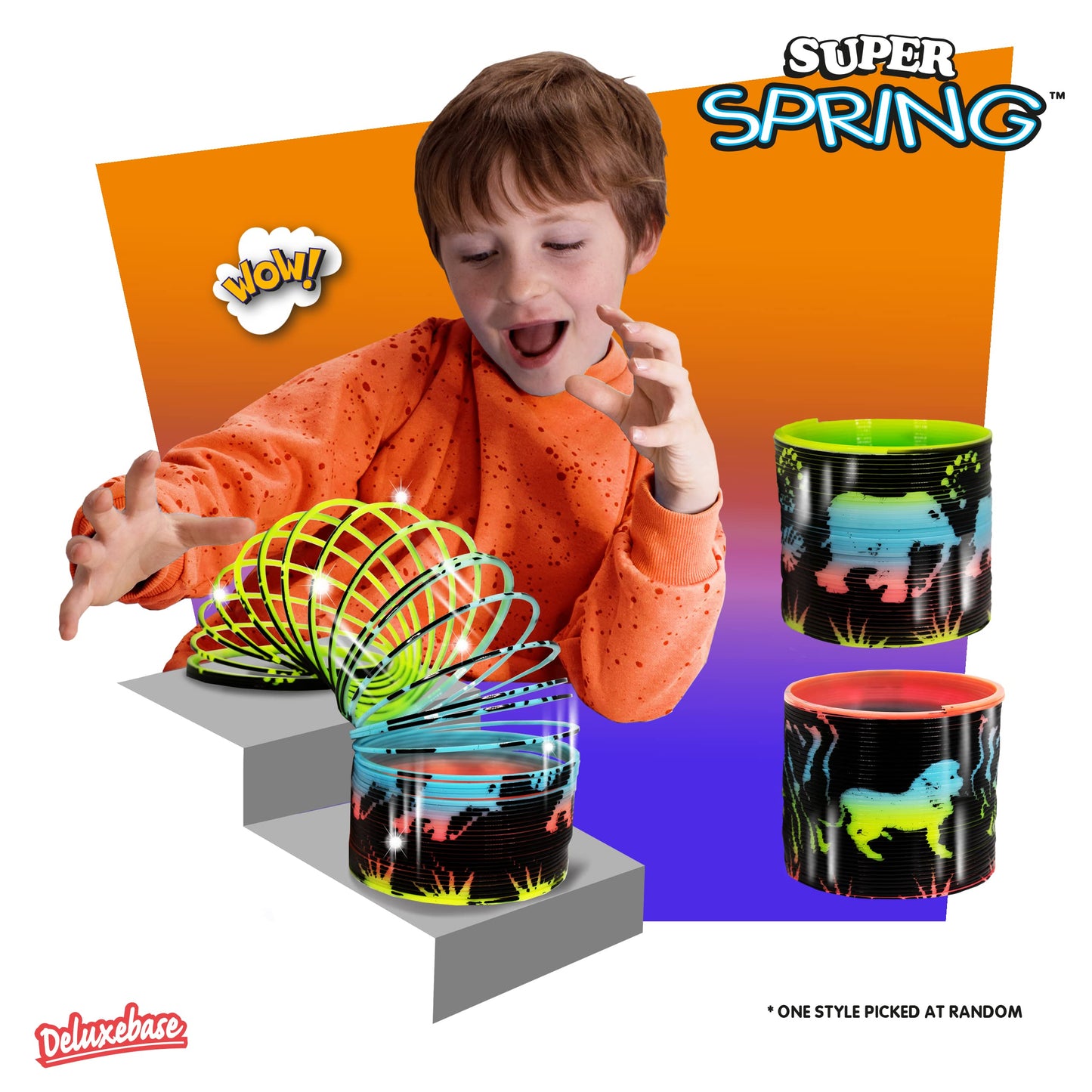 Super Spring - Safari from Deluxebase. 2.5 Inch Safari Animal Rainbow Spring Toy. Wild Animal Slinky Toy and Rainbow Fidget Toy.
