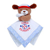 Baby Starters Plush 13 Inch Puppy Snuggle Buddy With Toy Rattle, Little Slugger Embroidery And Satin, White With Stripe Trim