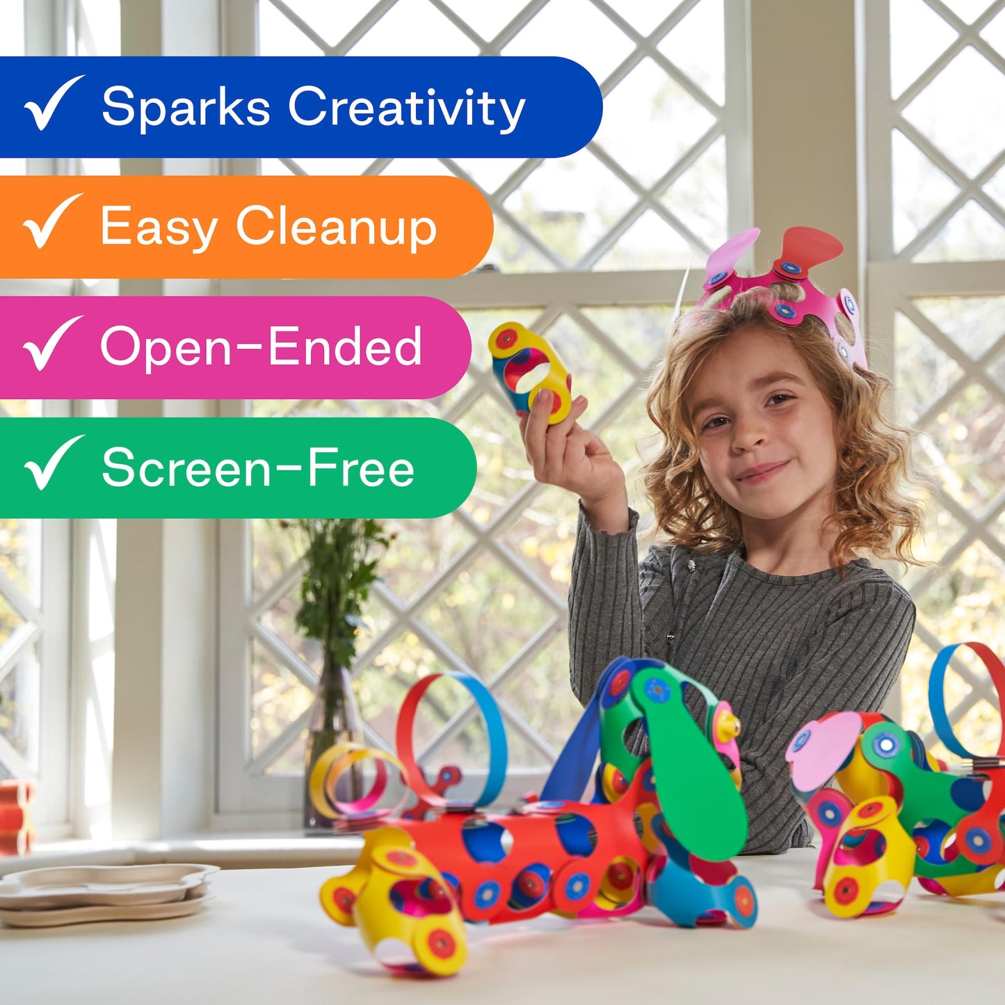 Clixo Crew 30 Piece Pack - The Flexible, Durable, Imagination-Boosting Magnetic Building Toy - Modern, Modular Designs For Hours