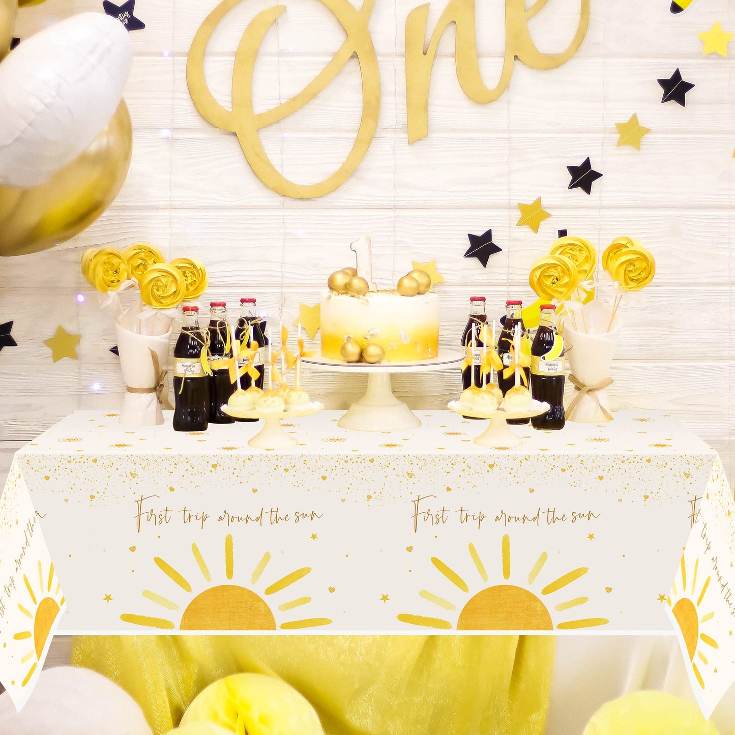 G1Ngtar 3Pcs First Boho Sun Birthday Party Tablecloths Boho Hippie Sunshine Disposable Plastic Waterproof Rectangular Table Cove
