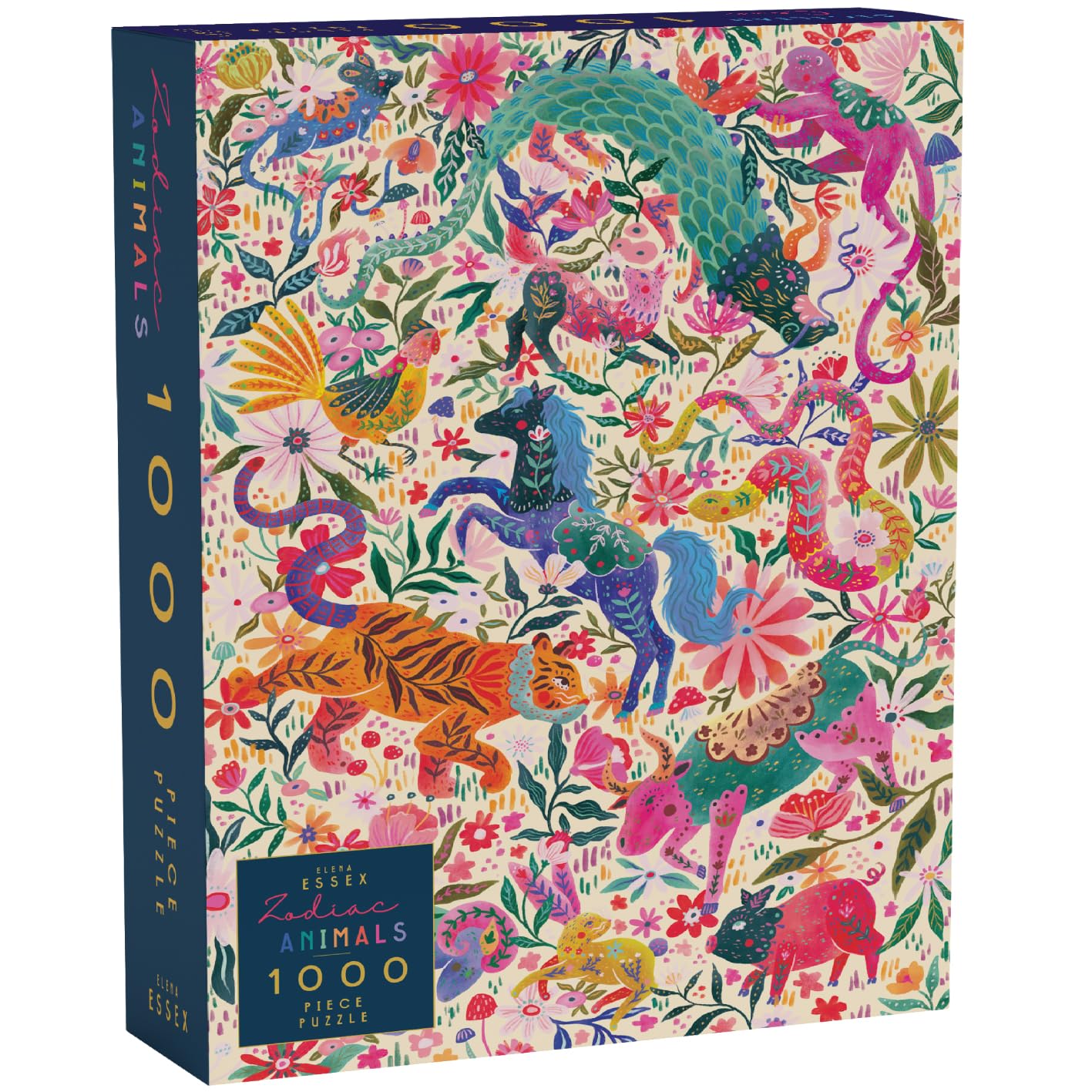 Elena Essex 1000 Piece Jigsaw Puzzle - Zodiac Animals, 20x28 inches, Dragon, Tiger, Horse, Cat Design for Adults