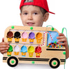 Super Fun Ice Cream Truck Magnetic Color & Number Maze Adventure Toy - For Toddlers and Kids - Montessori Puzzle Board for 1-10