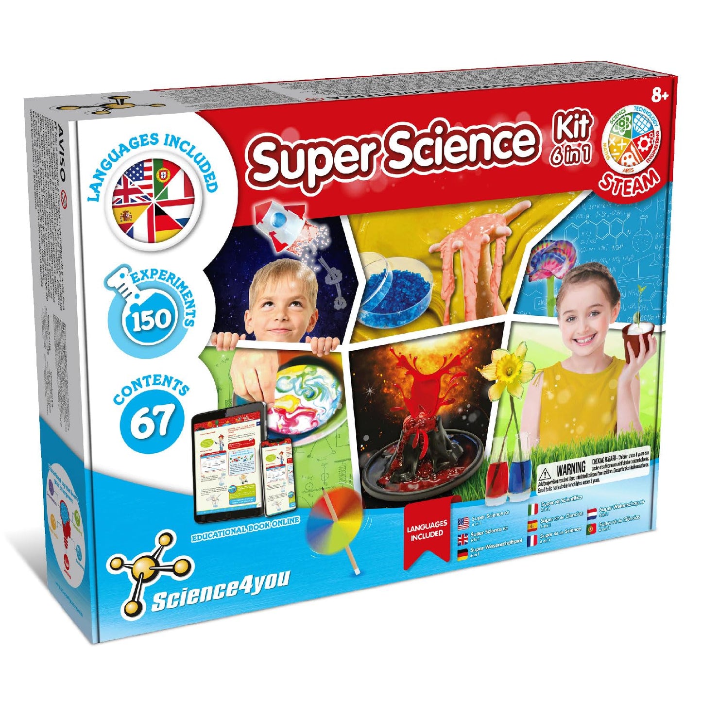 Science4you 150 Science Experiments for Kids Ages 8-12 - Super Science Kits for Kids, Chemistry Set + Stem Toys, Gifts for Boys