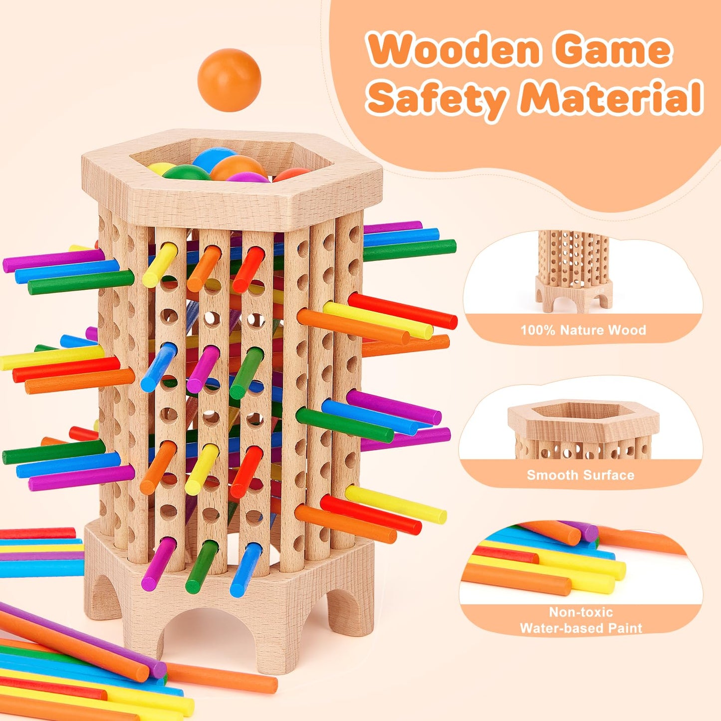 Montessori Game Wooden Board Games For Kids 4-6-8-12, 36 Colorful Stick Math Educational Toys Dice Games For 3 4 5 6 Year Olds,