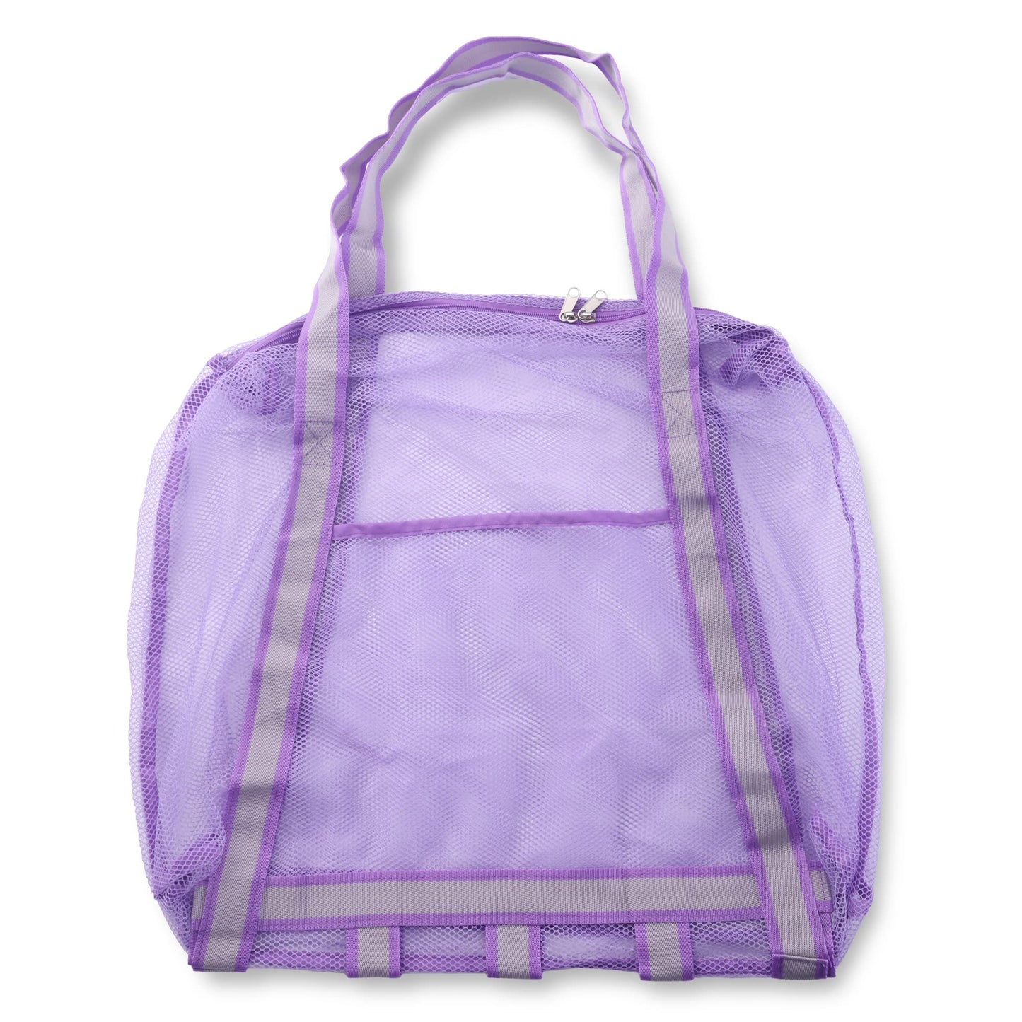 LEAFOREST Large Beach Bag with Zipper Lightweight Beach Toy Bag Mesh Bag for Swimming Pool Sand Toys (Purple)