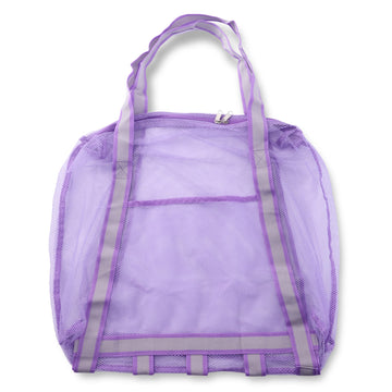 LEAFOREST Large Beach Bag with Zipper Lightweight Beach Toy Bag Mesh Bag for Swimming Pool Sand Toys (Purple)