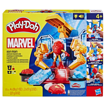 Play-Doh Marvel Iron Man Armor Maker Lab Playset with Lights and Sounds, Customizable Action Figure, Imagination Toys for Boys a