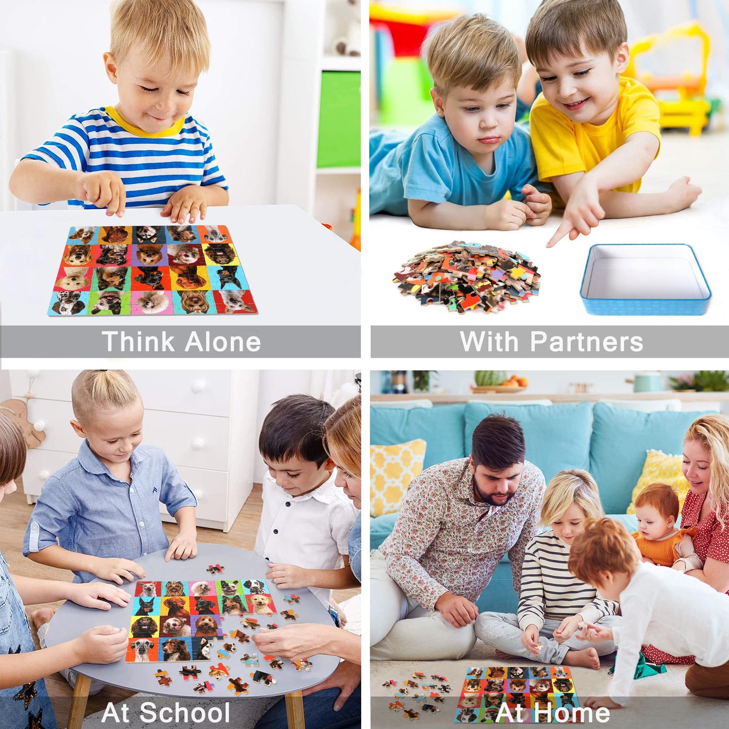 Lelemon Puzzles For Kids Ages 4-6,Dog Puzzle 100 Piece Puzzles For Kids Ages 4-8 In A Metal Box, Educational Kids Puzzles Jigsaw Puzzles 100 Piece Puzzle Games Puzzle Toys For Girls And Boys