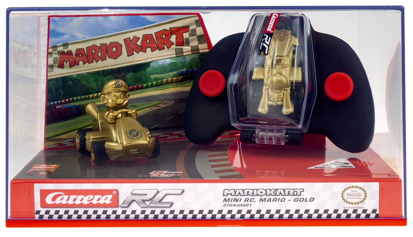 Carrera RC Nintendo Mario Kart 2.4 GHz Mini Collectible Radio Remote Control Toy Car Vehicle - Gold Mario