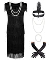 Kids 1920s Flapper Costume for Girls Dress with Accessories Set Kids Halloween Party Cosplay 7-9 Years