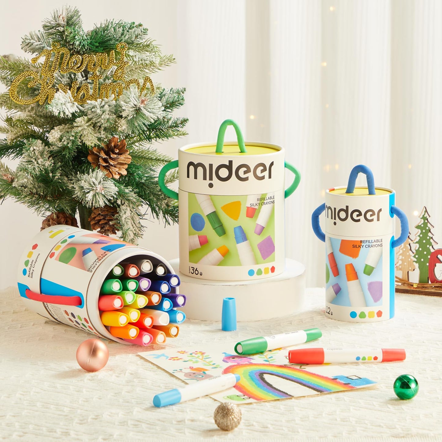 MiDeer Twistable Crayons for Toddlers, 12 Colors Washable Jumbo Crayons, Ultra-Silky Crayons with Colorful Crayon Bucket for Tod