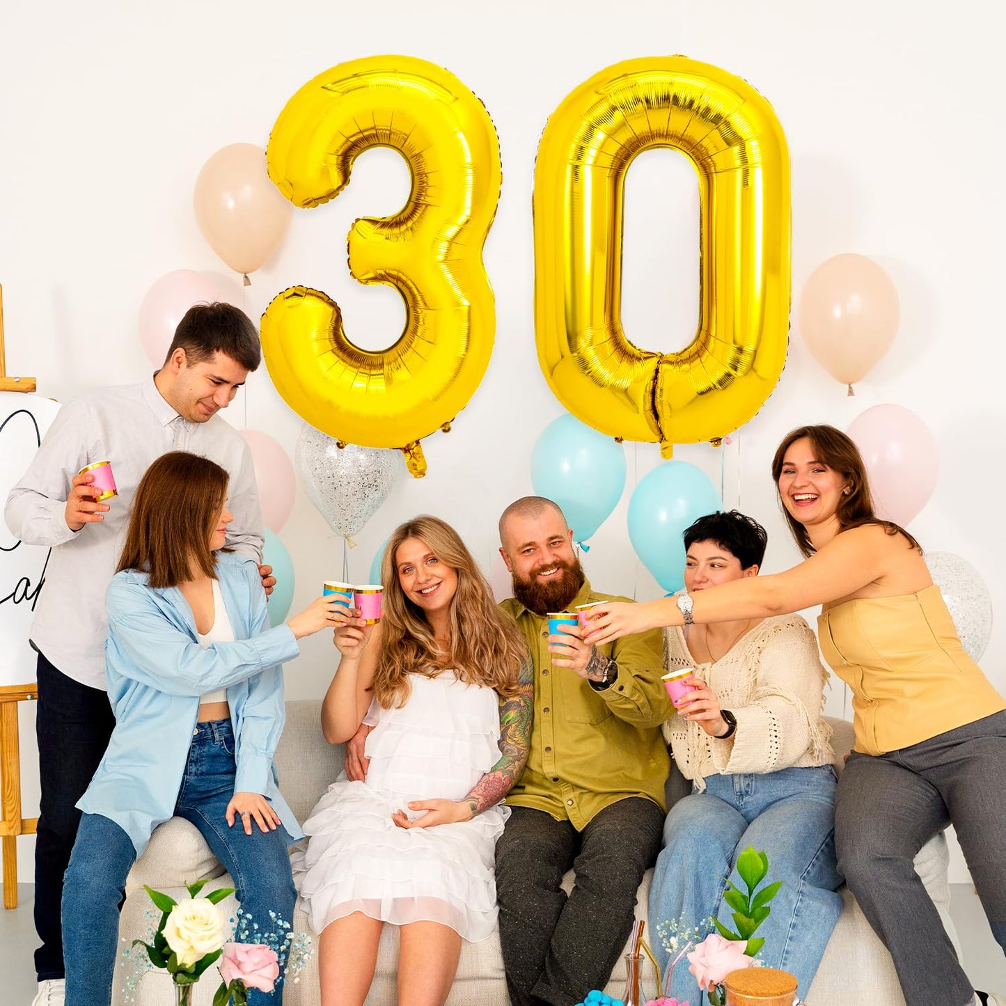 Pigetale 40 Inch Large 30 Balloon Numbers Gold Big Giant Jumbo Number 30 Foil Mylar Balloons For Women Men 30Th Birthday Party S