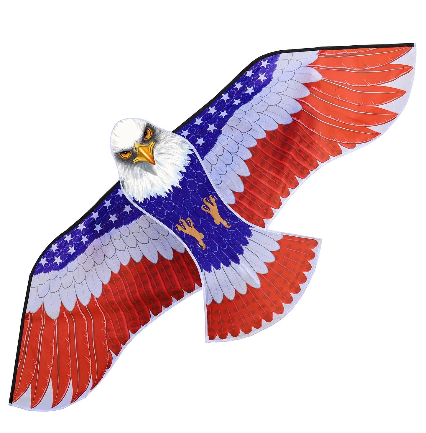 Honbo Huge Patriotic Eagle Kite - Easy to Fly, 73” Wingspan, Durable Polyester, 200ft Line, Perfect for Beach Trips & Outdoor Activities