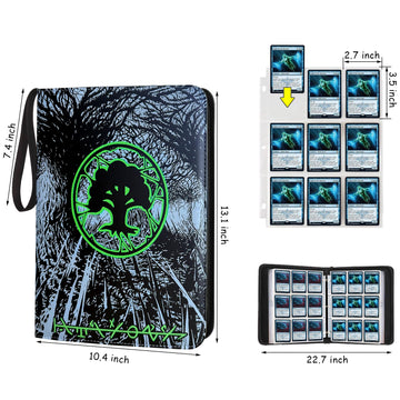 MTGPRO 9 Pocket Card Binder 720 Double Sided Pocket Trading Card Binder enhanced PU Card Collector Album Card Folder for MTG/YGO/PTCG/Game Cards(Green)