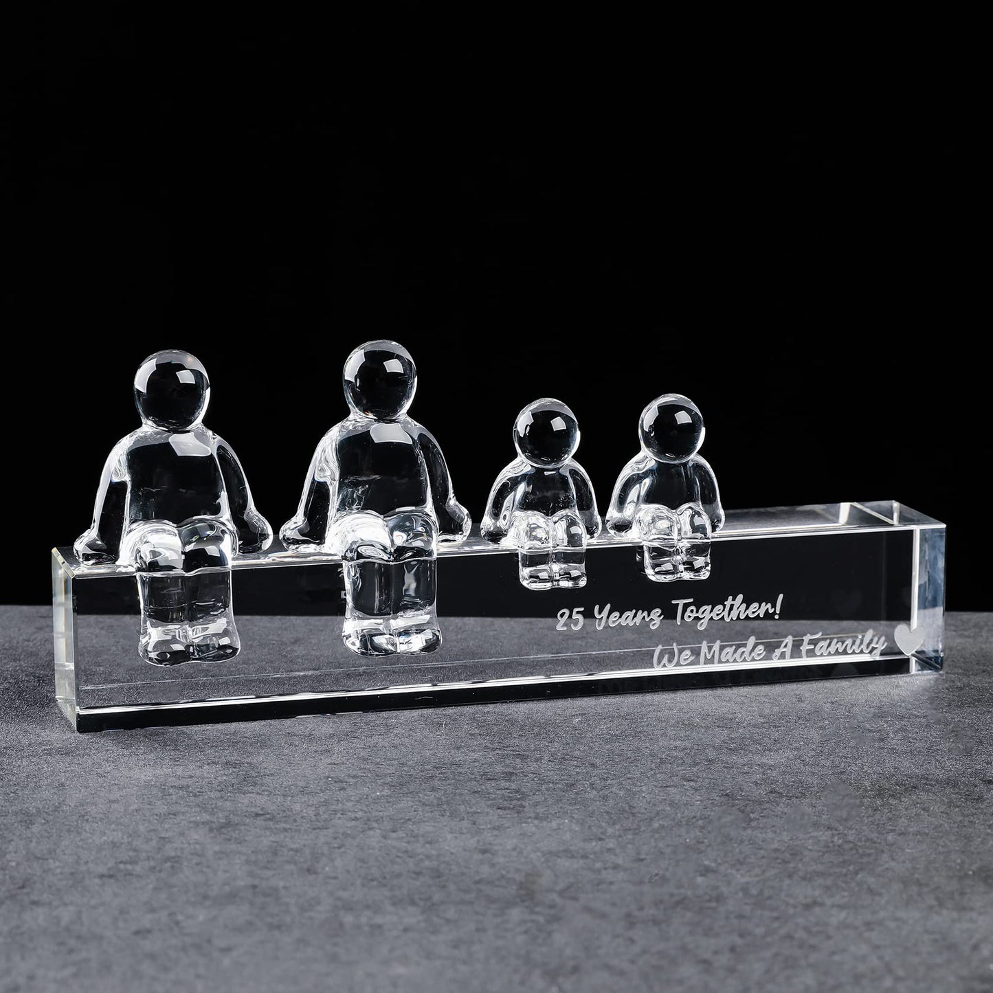 25Th Silver Wedding Anniversary Crystal Gifts For Her Wife, 25 Years Together We Made A Family Glass Decoration Keepsake For Parents (2 Children)