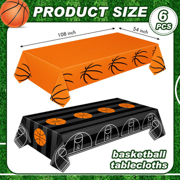 Mixweer Basketball Plastic Tablecloth Basketball Party Disposable Table Cover Basketball Pattern Party Supplies Plastic Basketba