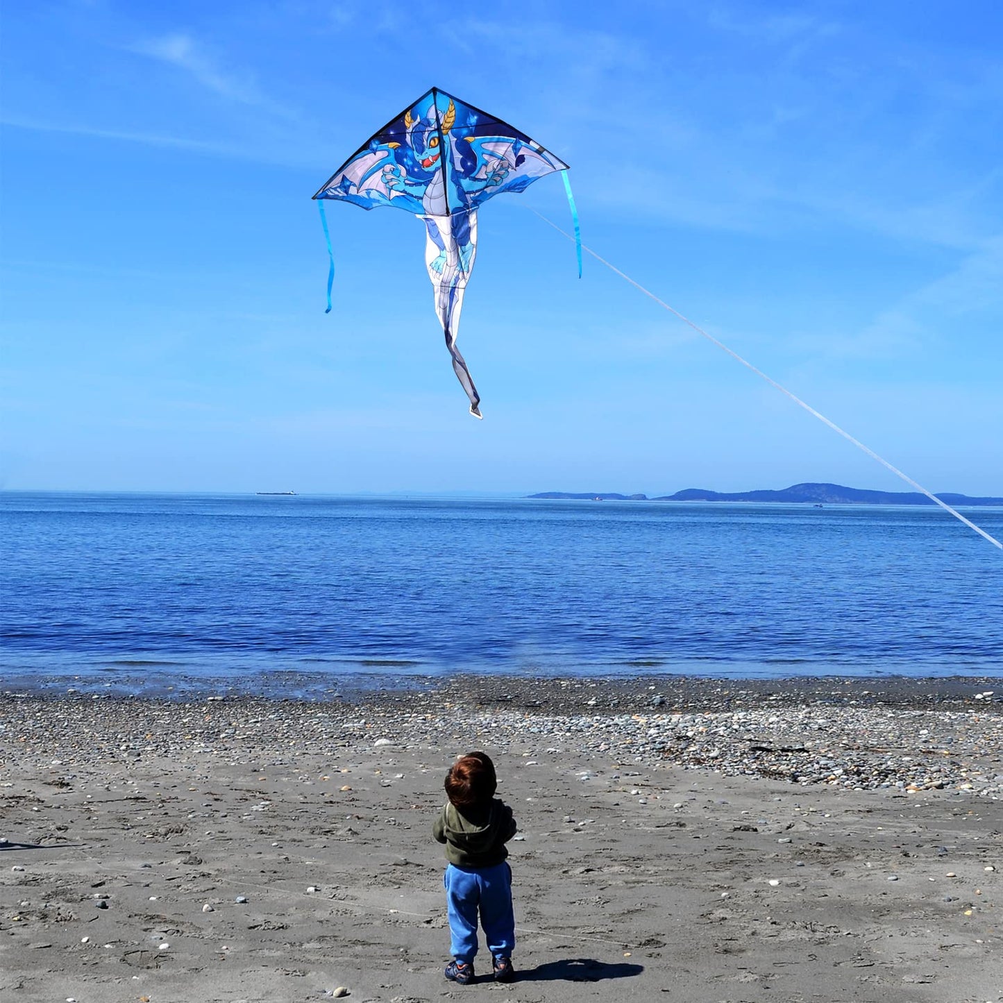 Kaiciuss Dragon Kite For Kids, Easy Flying Beach For Boys, 63 Large Line Delta With 67 Tail And 300 Ft String Handle