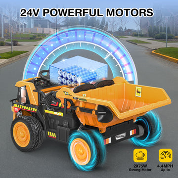 ANPABO 24V Ride On Dump Truck, 2X75W Motors, 19" Seat, EVA Tires, Dark Green, Model HC-302